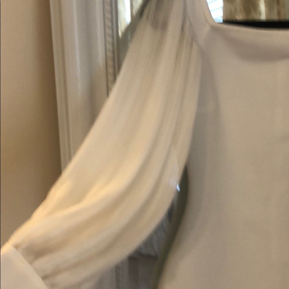 Sheer sleeve white mini dress - Picture 3 of 4